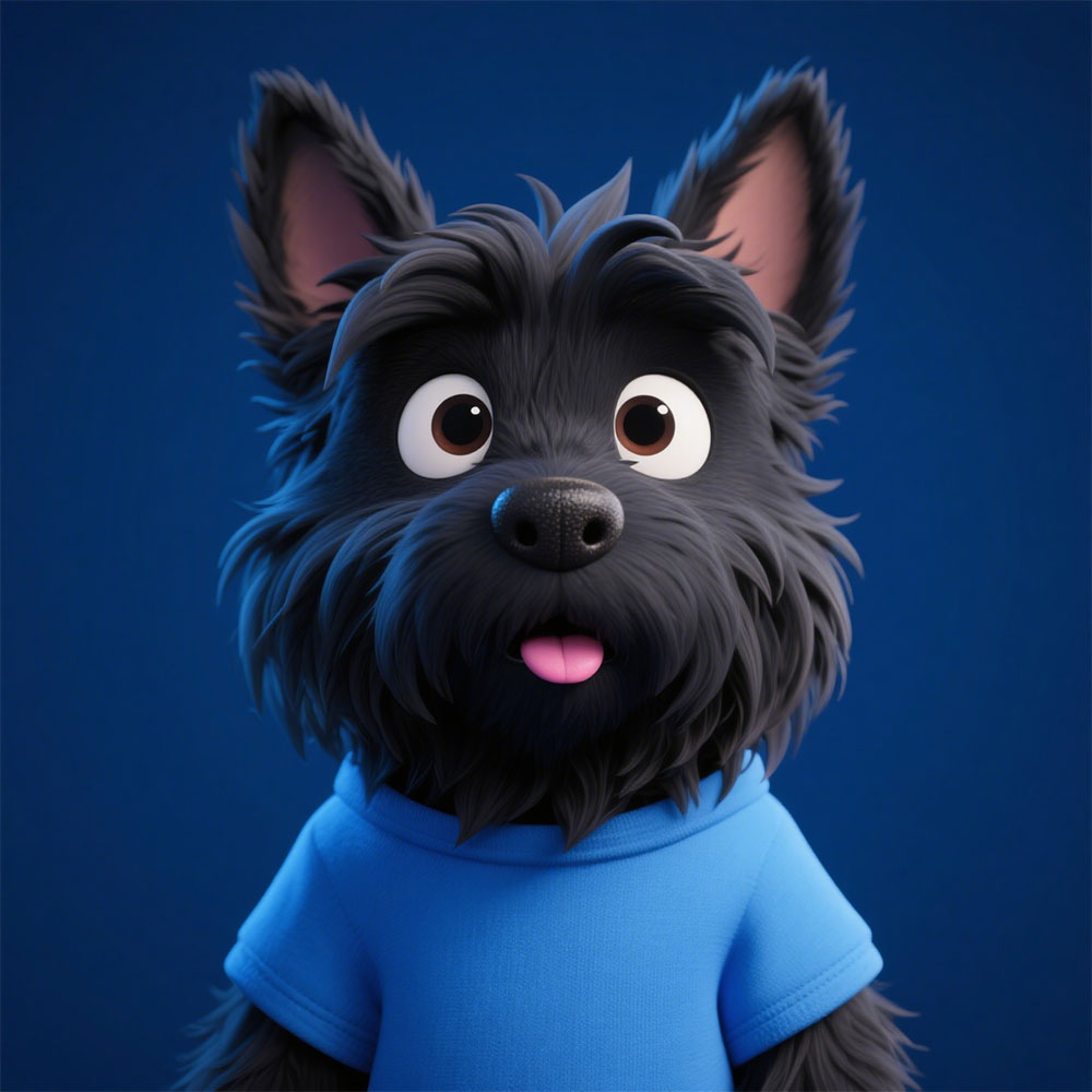 Cute Black Dog In Blue Shirt