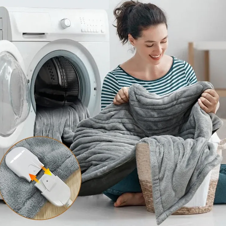 Electric Blanket with Overheat Protection Soft Flannel and Lambskin Fabric 3 Level Timer 6 Heat Settings Auto Shut Off