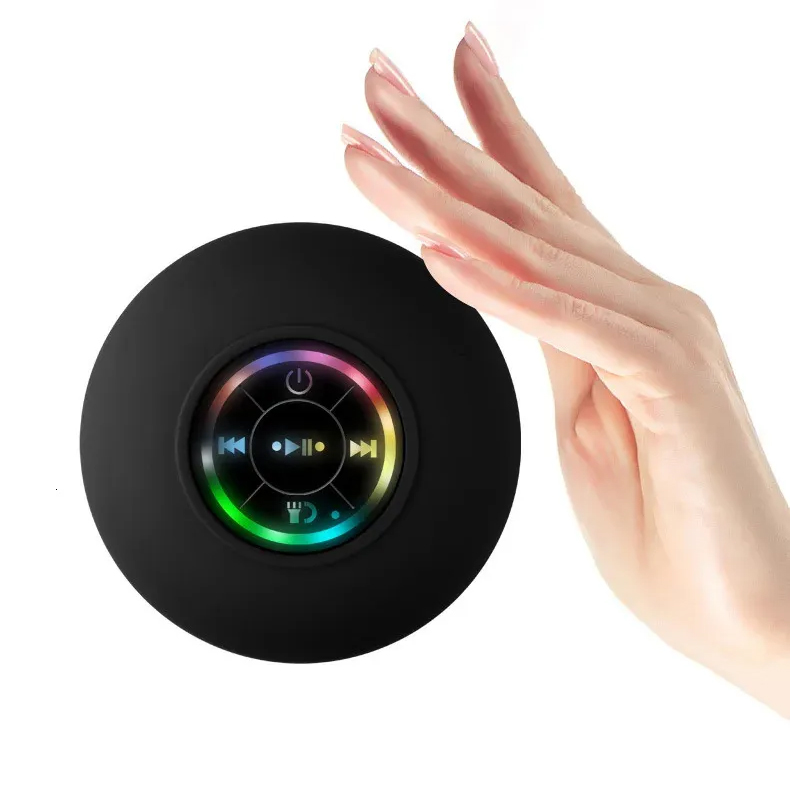 Mini Waterproof Bluetooth Speaker Wireless Bathroom Audio RGB Light Shower Speaker for Mobile Phone Hands-Free Use
