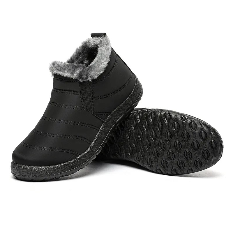 Men's Slip On Winter Ankle Booties Fur Waterproof Snow Footwear
