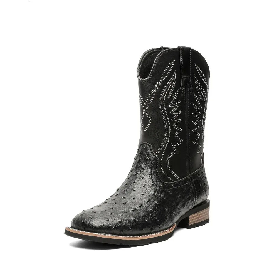 Mens Classic Retro Western Cowboy Boots Mens Fashi...