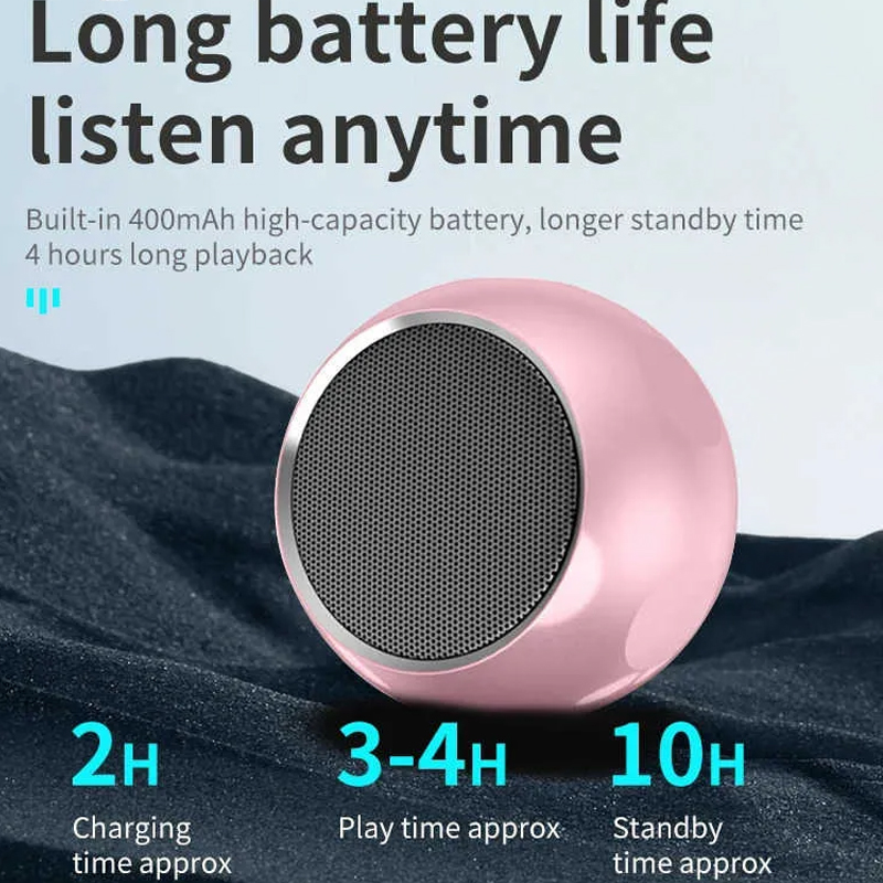 Portable Metal Bluetooth 5.0 Speaker Stereo Surround Mini USB Outdoor Bass Audio Player with Built-in Microphone