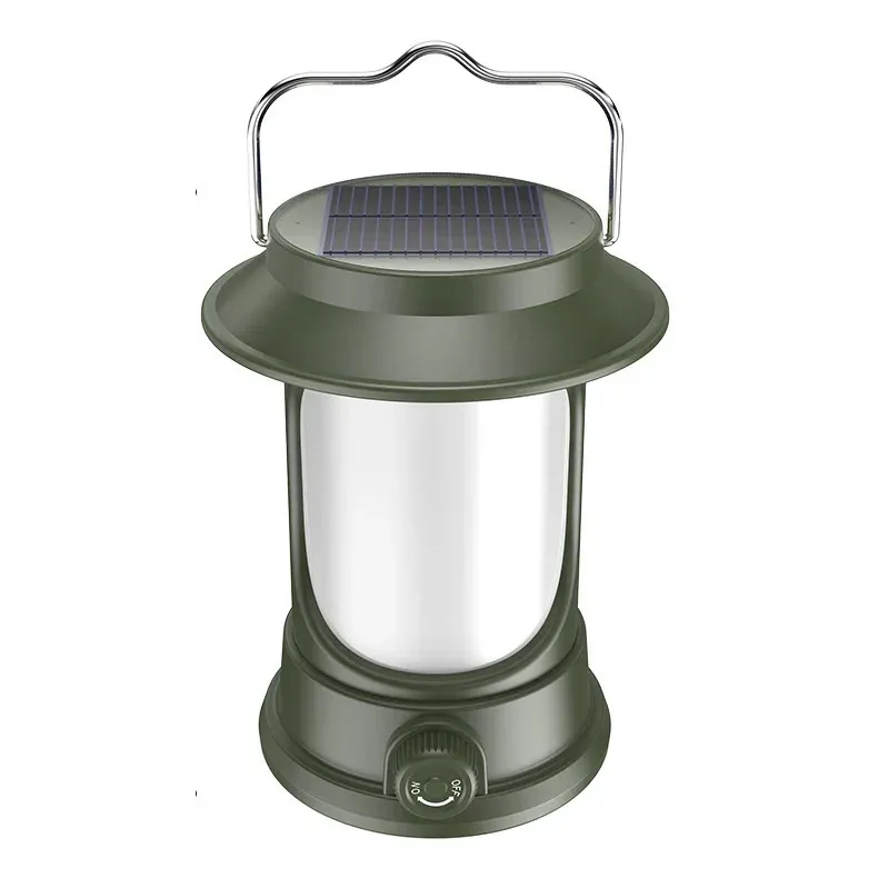 Camping Lamp Retro Portable Lantern Solar/Type-C C...