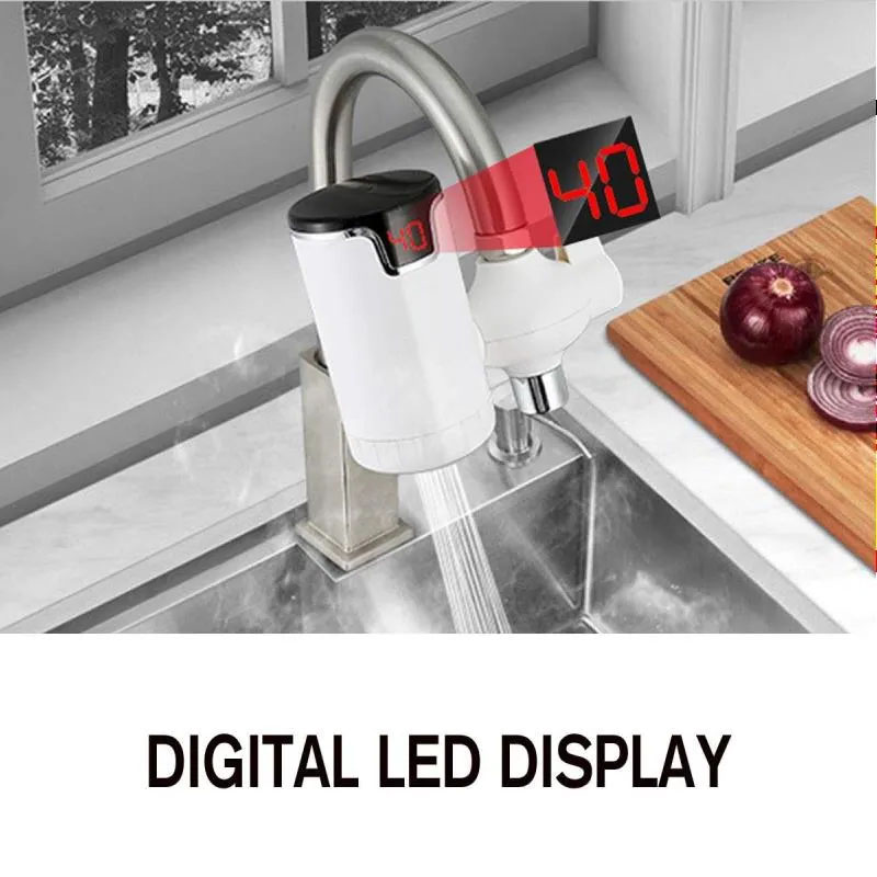 Tankless 3000W Electric Kitchen Water Heater Faucet 220V Plug-in LED Display Instant Hot Cold Warm Water Tap