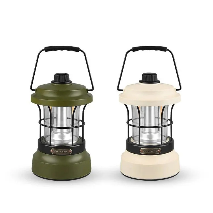Retro Lamp Portable Camping Lantern USB Recharge C...