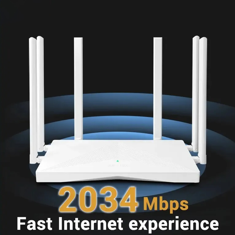 Dual-Band Gigabit Wi-Fi Router, 24G and 50GHz, 2034Mbps with Wireless Repeater and 6 High Gain Antennas