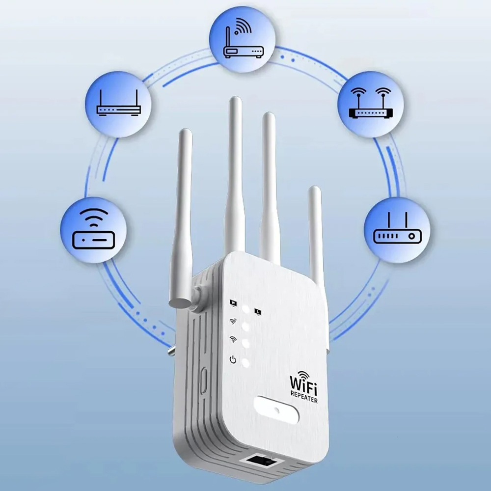 1200Mbps Wi-Fi Repeater, Wireless Signal Extender, 5G/2.4G Dualband Network Amplifier, Long-Range Router