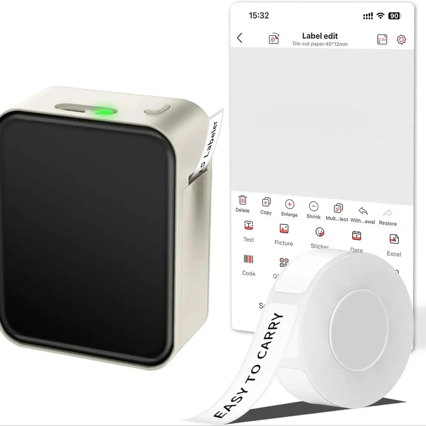 Mini Portable Thermal Printer Without Ink Self-Adhesive Label Maker Printer For Stickers Labeller Labeling Machine