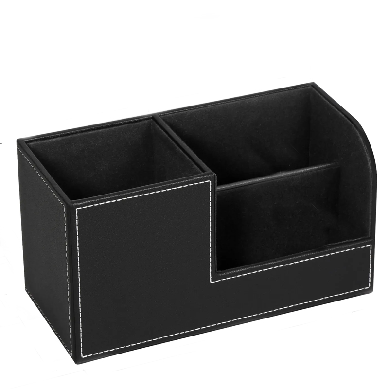 Office Desktop Storage Box Pu Leather Storage Box Pen Holder Pencil Case Business Card Box Holder