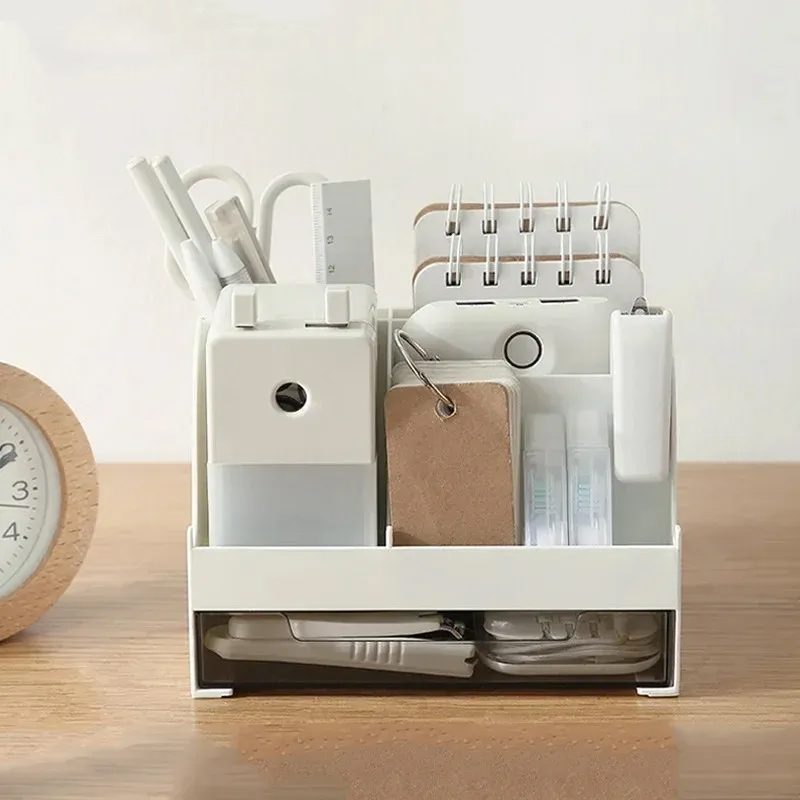 Desk Accessories Pen Holder With Drawer Pencil Storage Box Desktop Storage Box