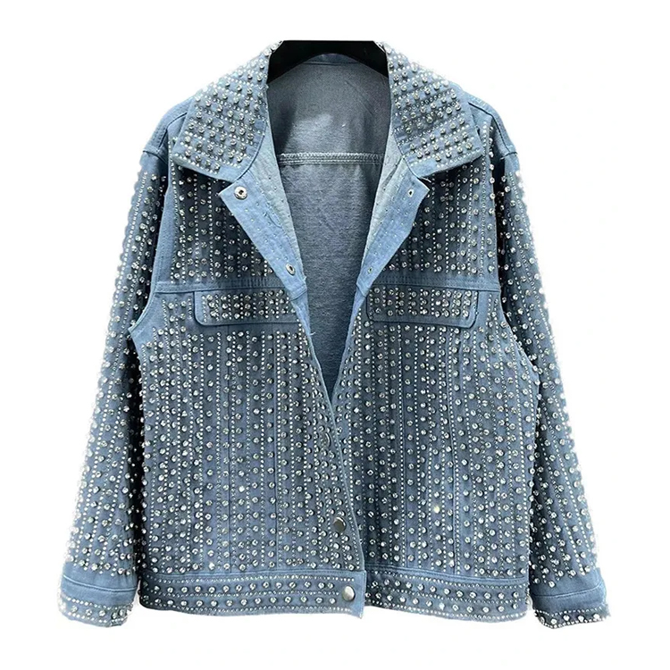 Women's Denim Jacket - Streetwear Rivet Spliced Co...
