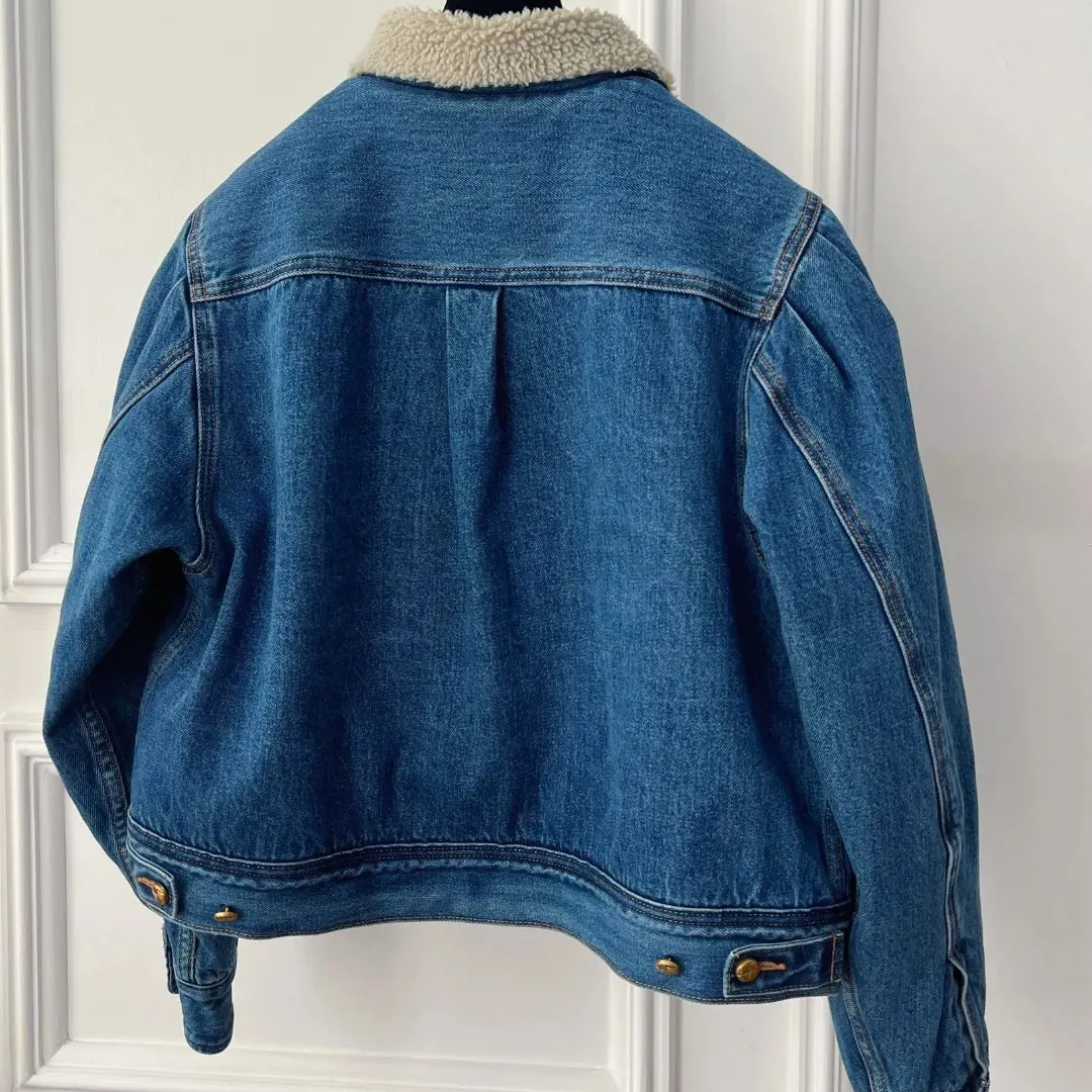 Women's Early Spring Jacket - Cashmere-Lined 100% Cotton Denim Coat with Chiffon-Feel Inner Layer