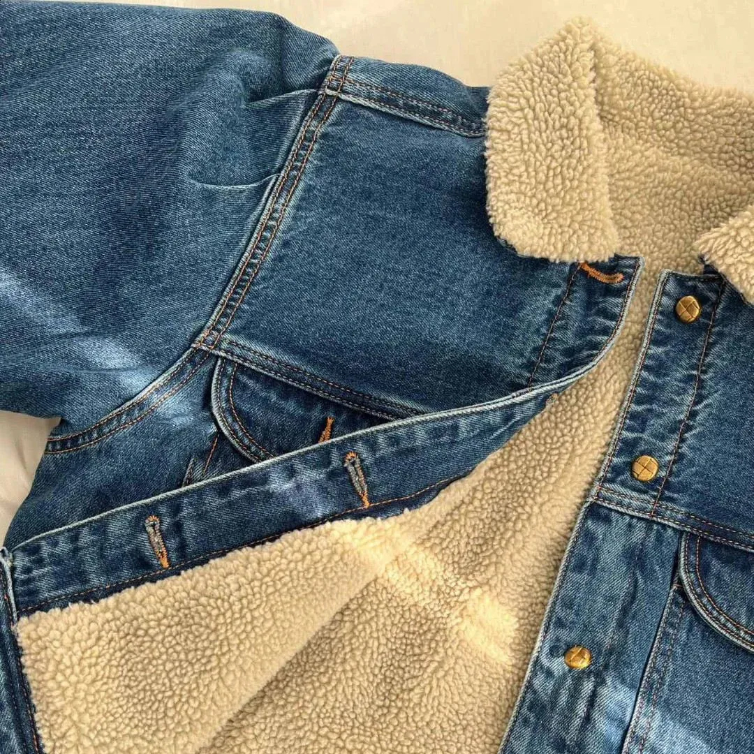 Women's Early Spring Jacket - Cashmere-Lined 100% Cotton Denim Coat with Chiffon-Feel Inner Layer