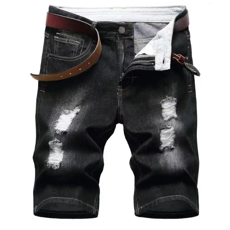 Men's Summer Denim Shorts Slim Straight Dark Wash ...