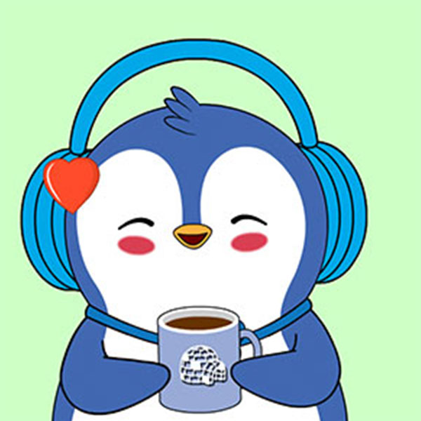 Penguin Listening to Music