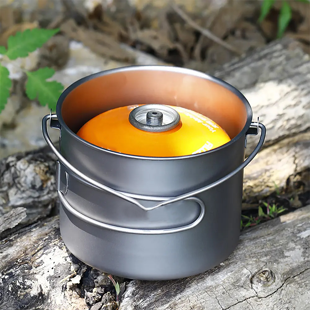 Pot With Foldable Fork And Spoon, Suitable For Outdoor Camping, Hiking, Backpacking And Picnic