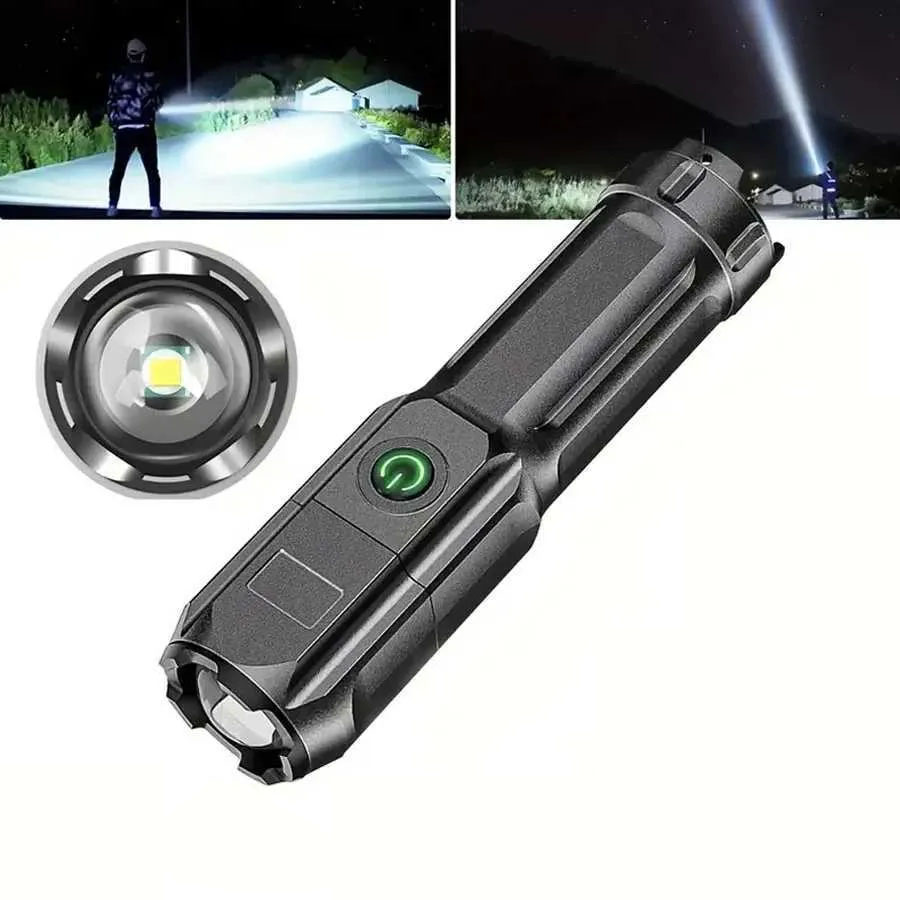 Strong Light Flashlight Fast Typ-C Rechargeable Outdoor Lighting Laser Flashlight Portable Outdoor Light