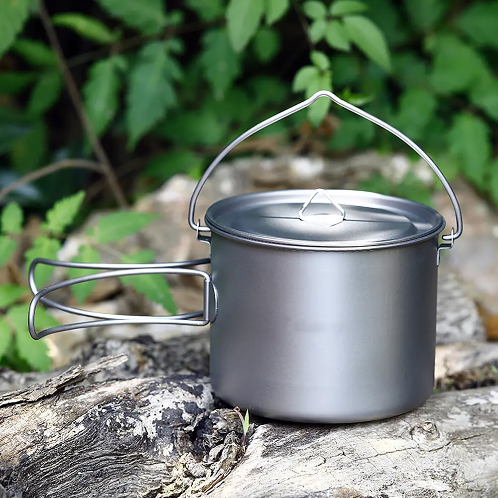 Pot With Foldable Fork And Spoon, Suitable For Outdoor Camping, Hiking, Backpacking And Picnic