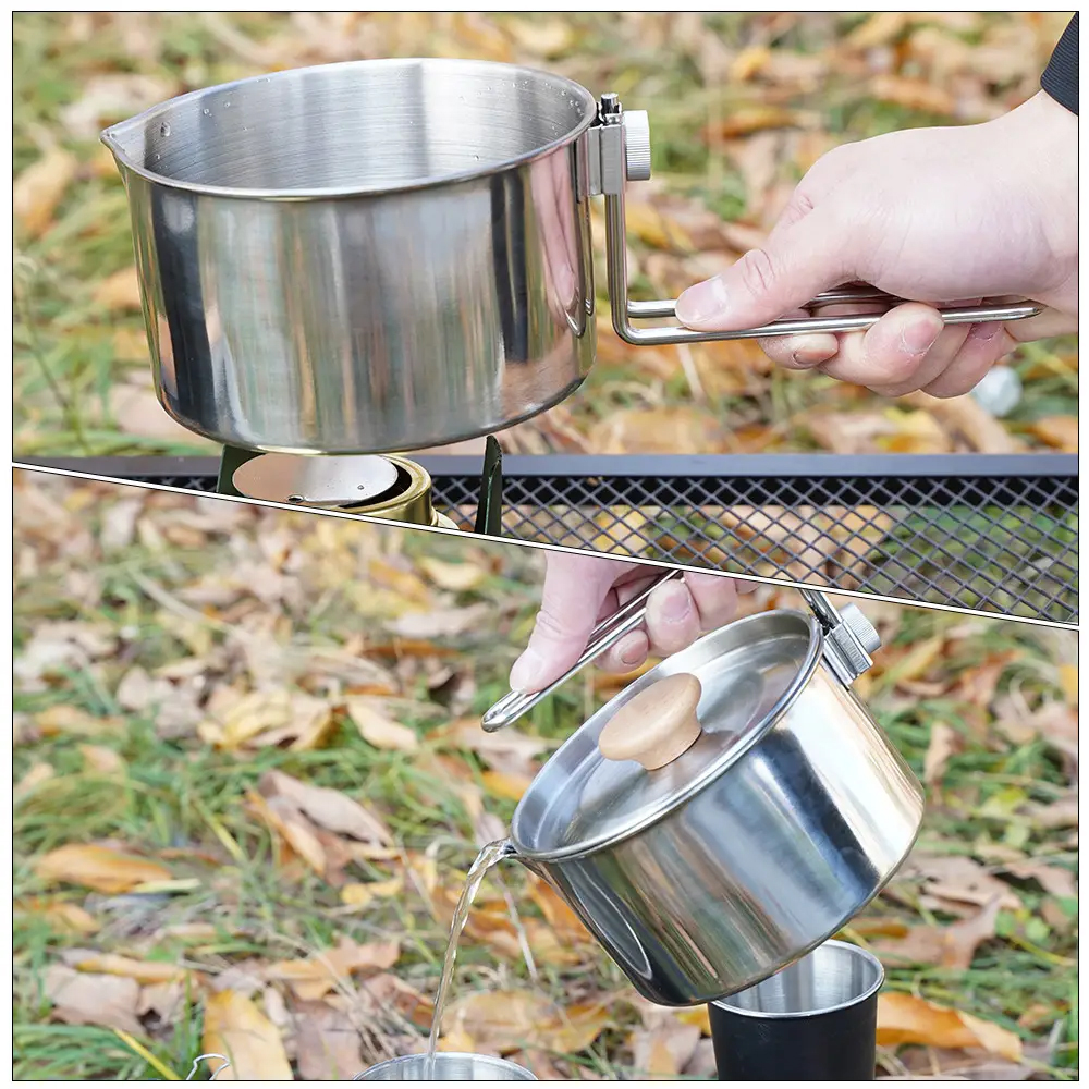 Portable Stainless Steel Cooker Camping Hiking Picnic Tool Noodle Pot Outdoor