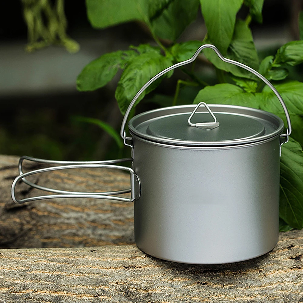 Pot With Foldable Fork And Spoon, Suitable For Outdoor Camping, Hiking, Backpacking And Picnic
