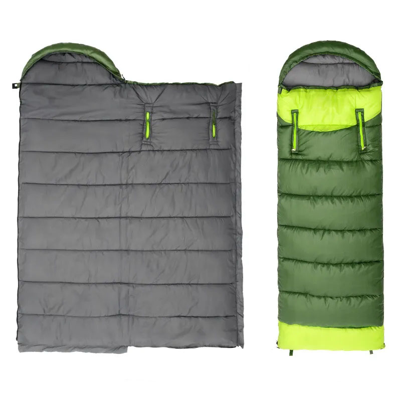 Outdoor Spring And Autumn Thickened Warm Indoor Lunch Break Camping Double Couple Stretch Out Splicing Travel Dirty Cotton Sleeping Bag