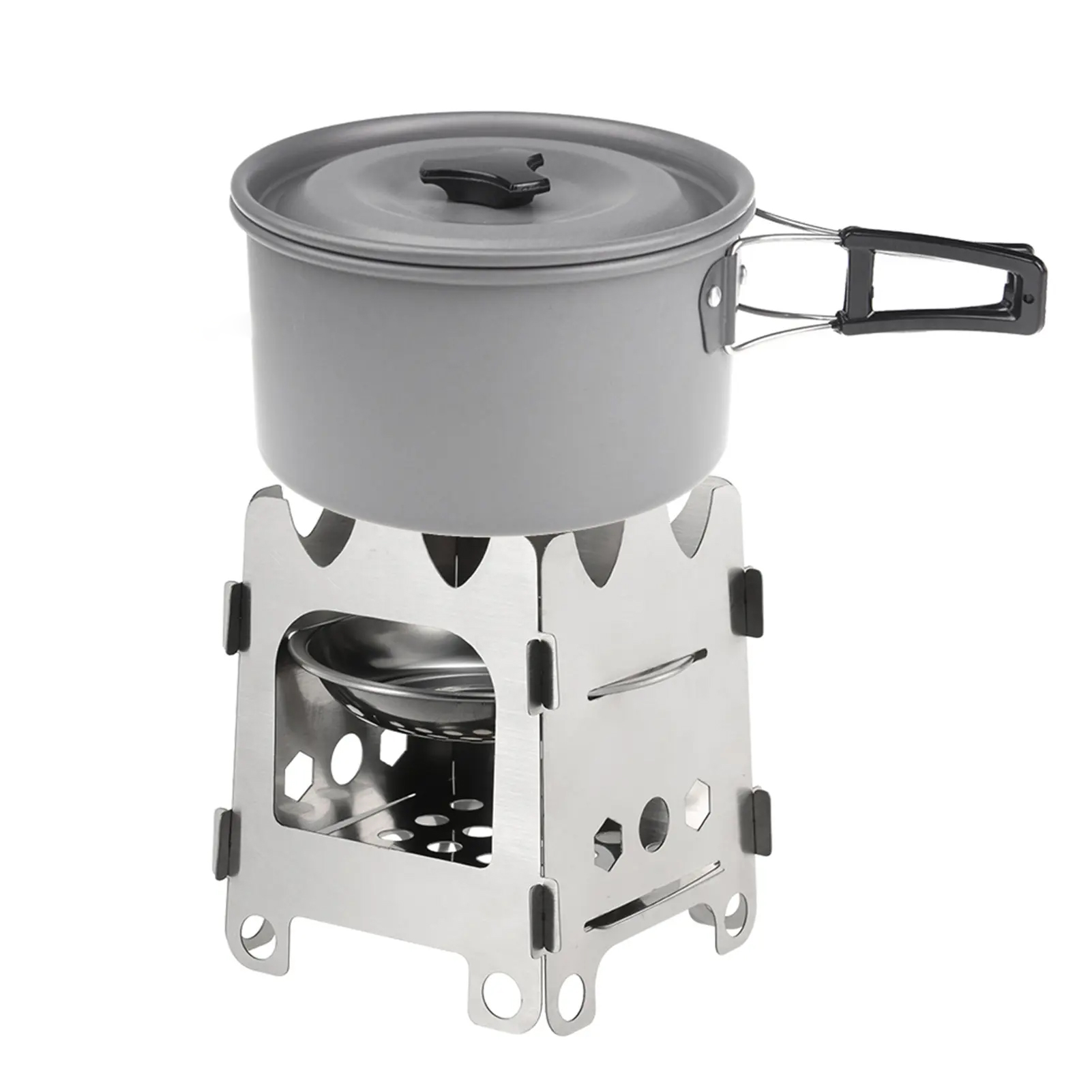 Stainless steel Outdoor Camping Stove Portable Ultralight Folding Wood Stove Pocket Stove Camping Fishing Hiking