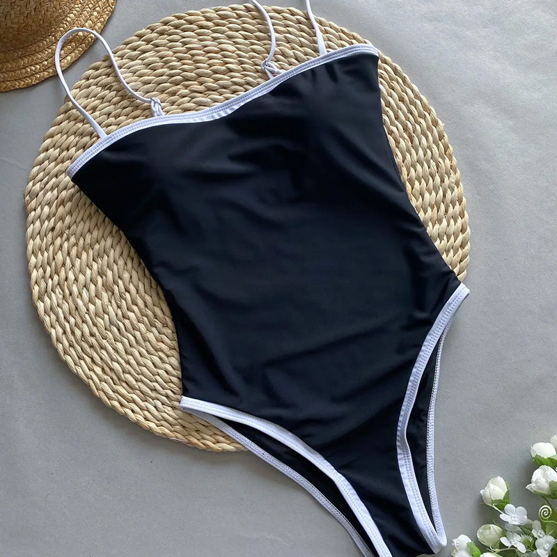 Retro Women's One-Piece Swimsuit Bandeau Swimsuit Vintage Bathing Suit Beachwear