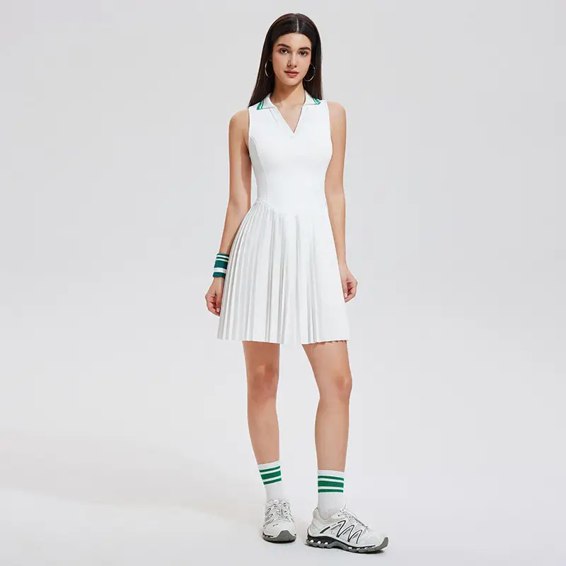 Sports Dress, Women’s Tennis Skirt with Polo Collar, Breathable and Dry Fitness Clothing for Outdoors