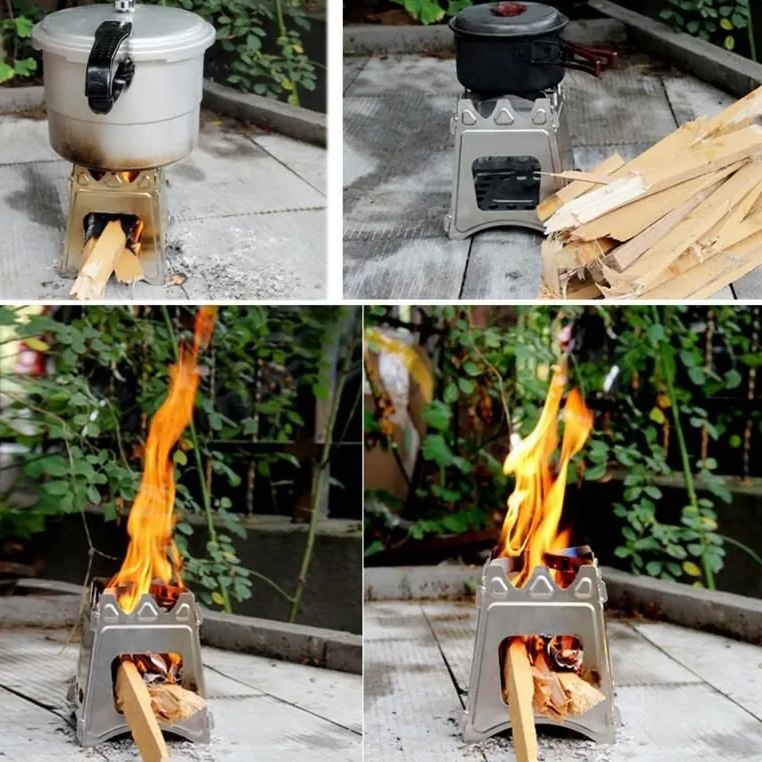 Lightweight Camping Wood Stove Portable Folding Stainless Steel Wood Burning Backpacking Stove For Outdoor