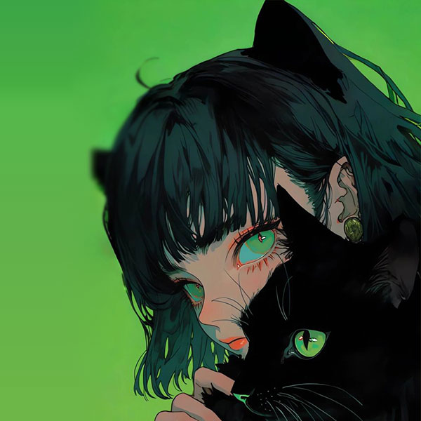 Green Cat and Girl