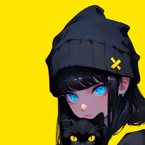 Neon Cat and Girl