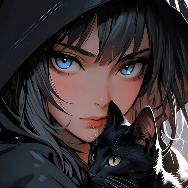 Starry Night with Cat