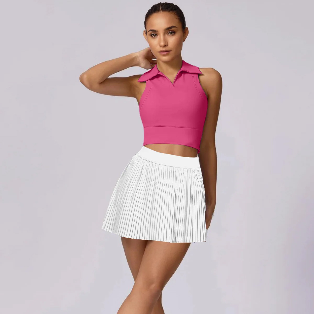 Active Sports Yoga Gym Fitness Set for Women, Top and Skirt, Golf Tennis Outfit