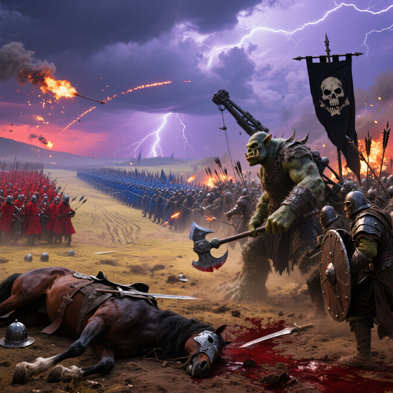 Human Army Battles Against Rebels And Orcs 1