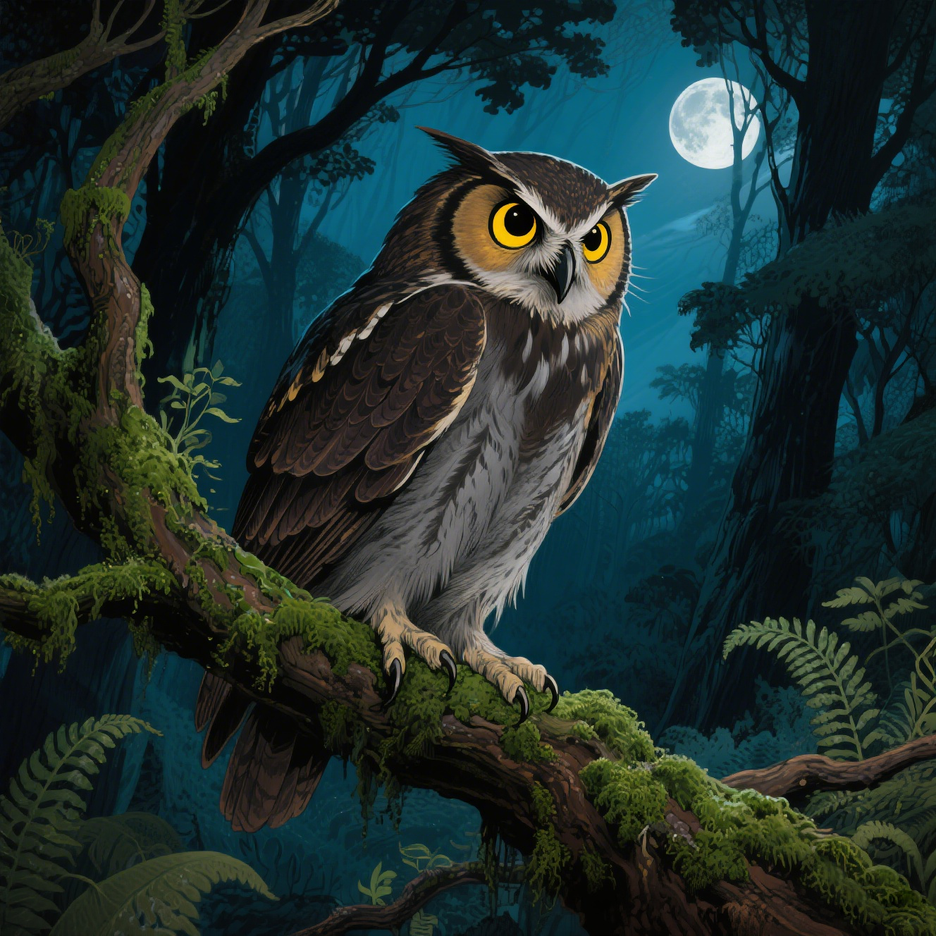 Lonely Owl In The Forest