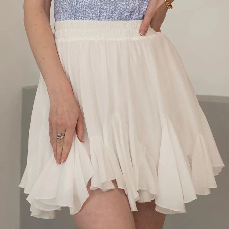 Pleated Mini Skirts Women Summer High Waist Irregular Pleated A Line Short Skirts