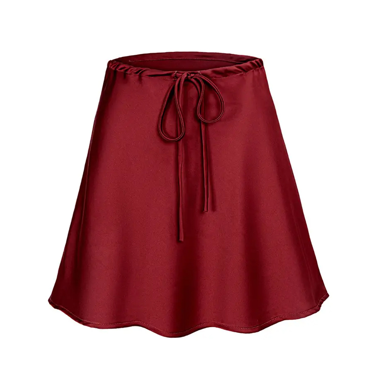 Satin Mini Skirts Women Summer Silk Short Skirt For Women Drawstring High Waist Satin Skirt A Line Women Short