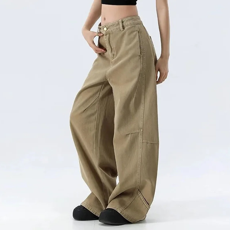 Retro Wide Leg Jeans Women Casual Loose High Waist Trousers Chic Street Style Simple Straight Pants