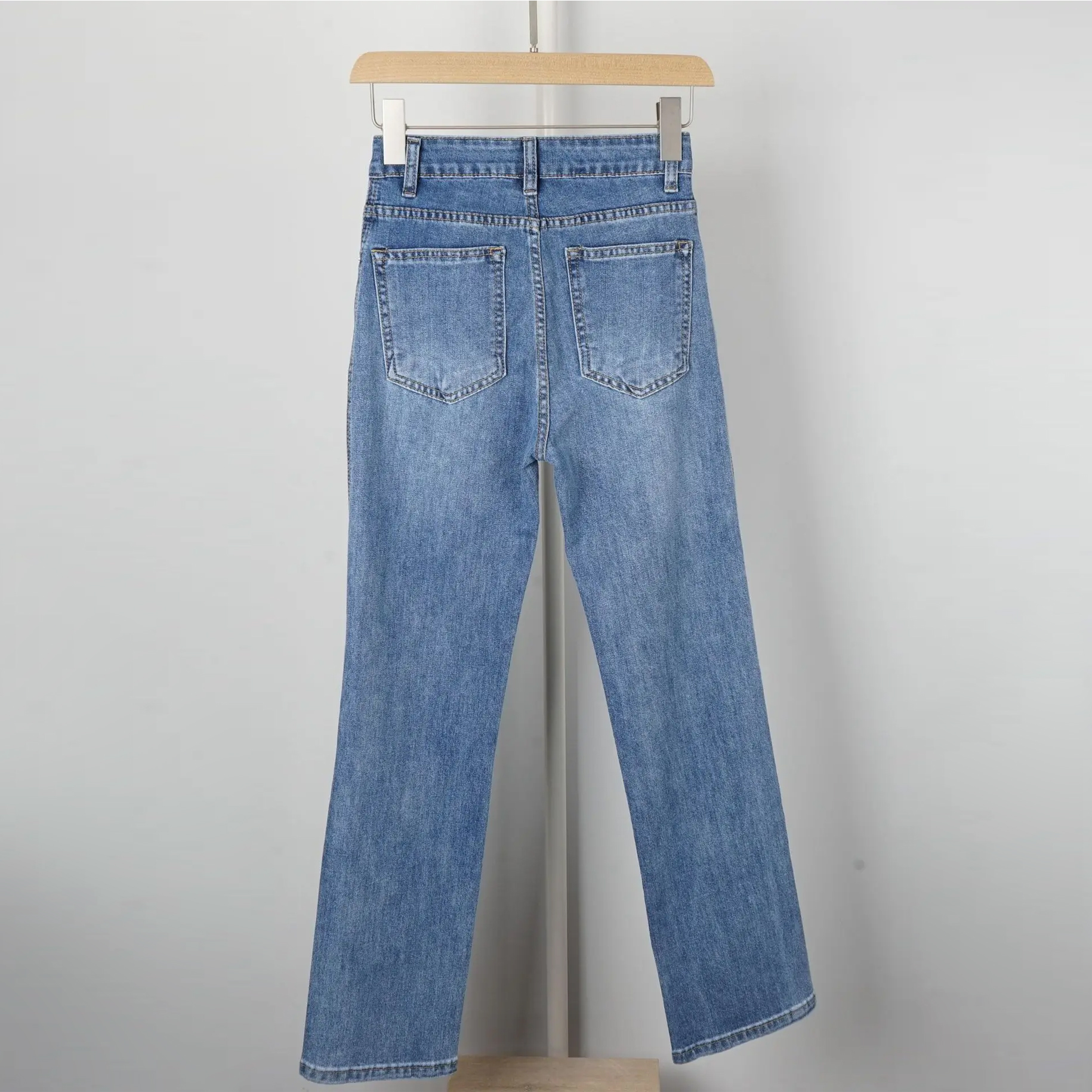 Ladies Jeans Versatile Women's High-Waisted Slim Do Old Washed Twisted Denim Trouser
