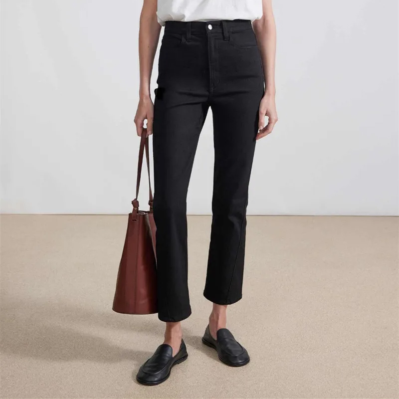 Ladies Jeans Versatile Women's High-Waisted Slim Do Old Washed Twisted Denim Trouser