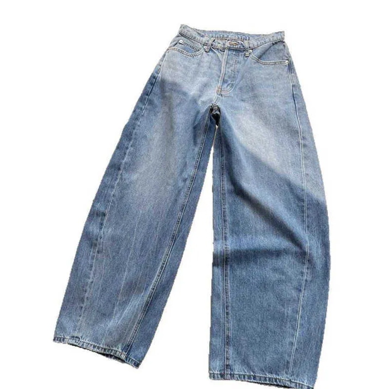 Spring/Summer Style Diamond Medium High Waist Wide Leg Jeans Bent Knife Casual Flowy Pants Women