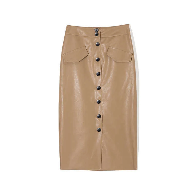 Elengant High Waist Leather Penci Skirt Women Mult...