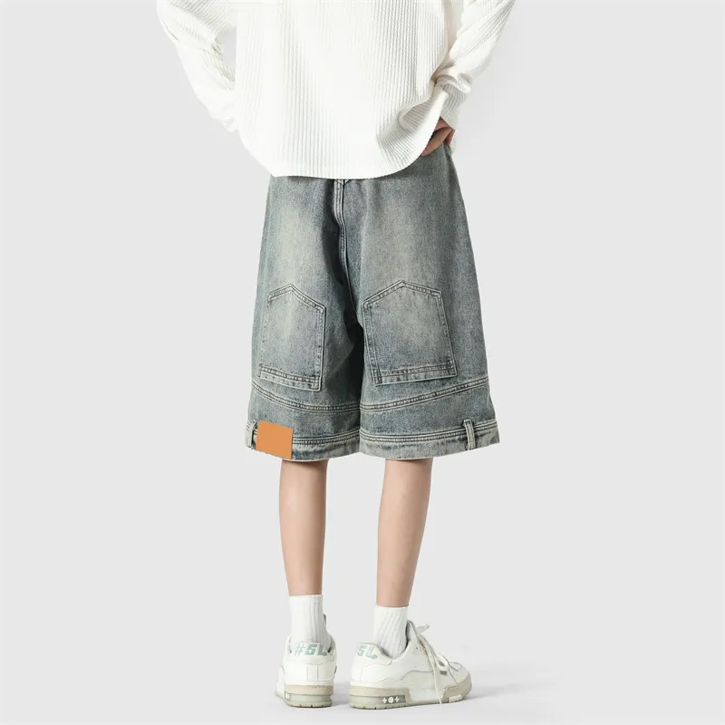 Inverted Denim Shorts For Men Summer Loose Casual and Versatile Denim Shorts