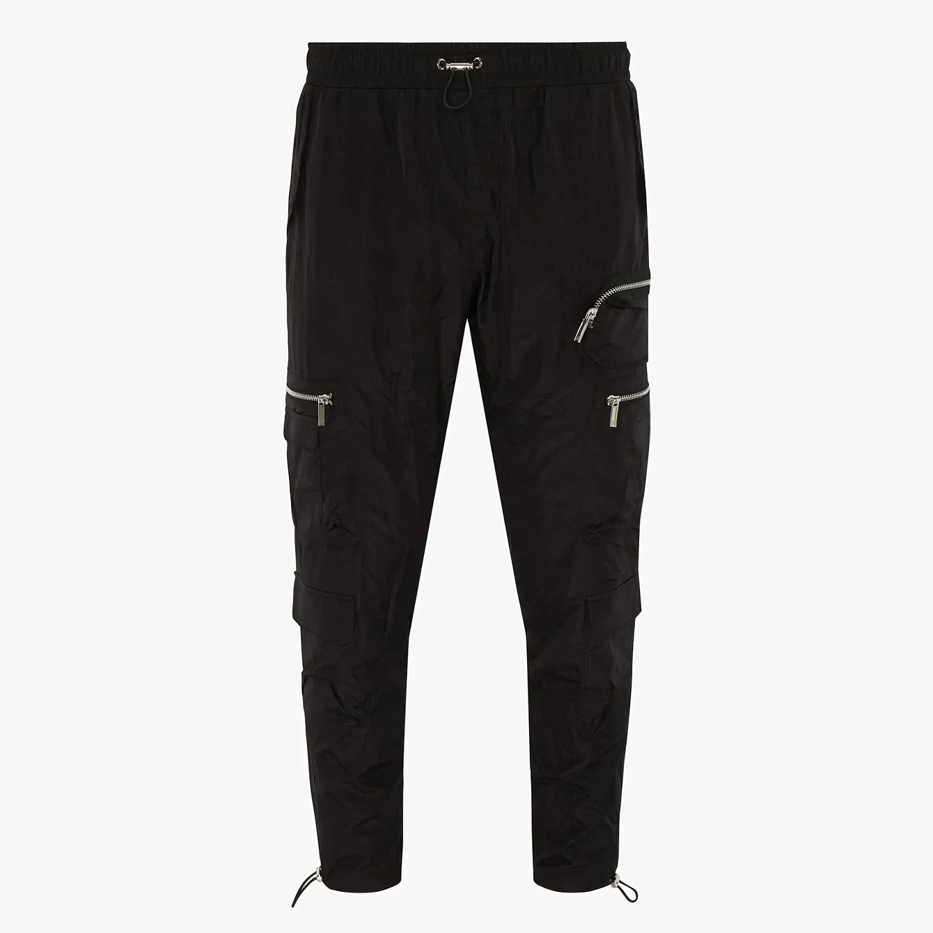 Men's Lightweight Slim Fit Pleated Waterless Asymmetric Pocket Cargo Pants
