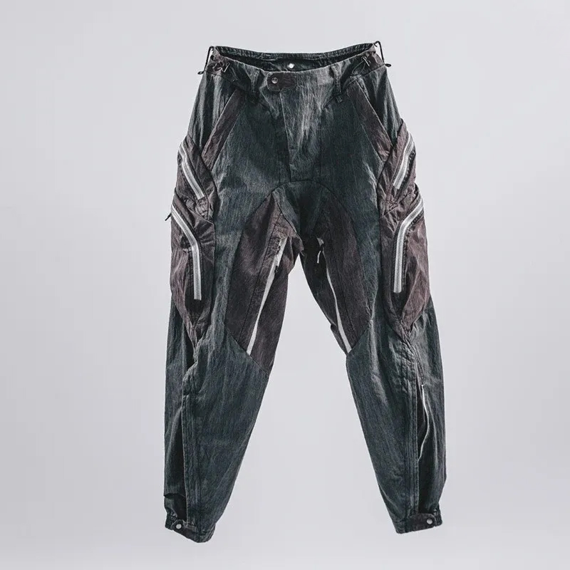 Men's Pants Spring Summer Waste Land Techwear Pockets Adjustable Zipper Safari Style Man Dark Ins Cargo