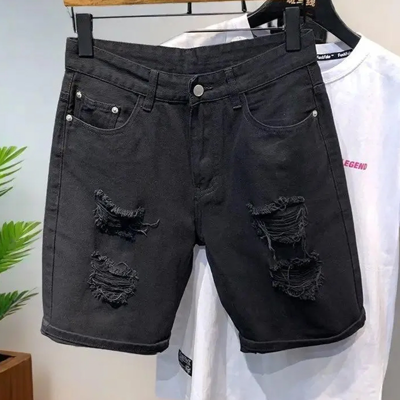 Men's Jeans Ripped Denim Shorts Trend Straight Summer Thin Fashion Casual Men