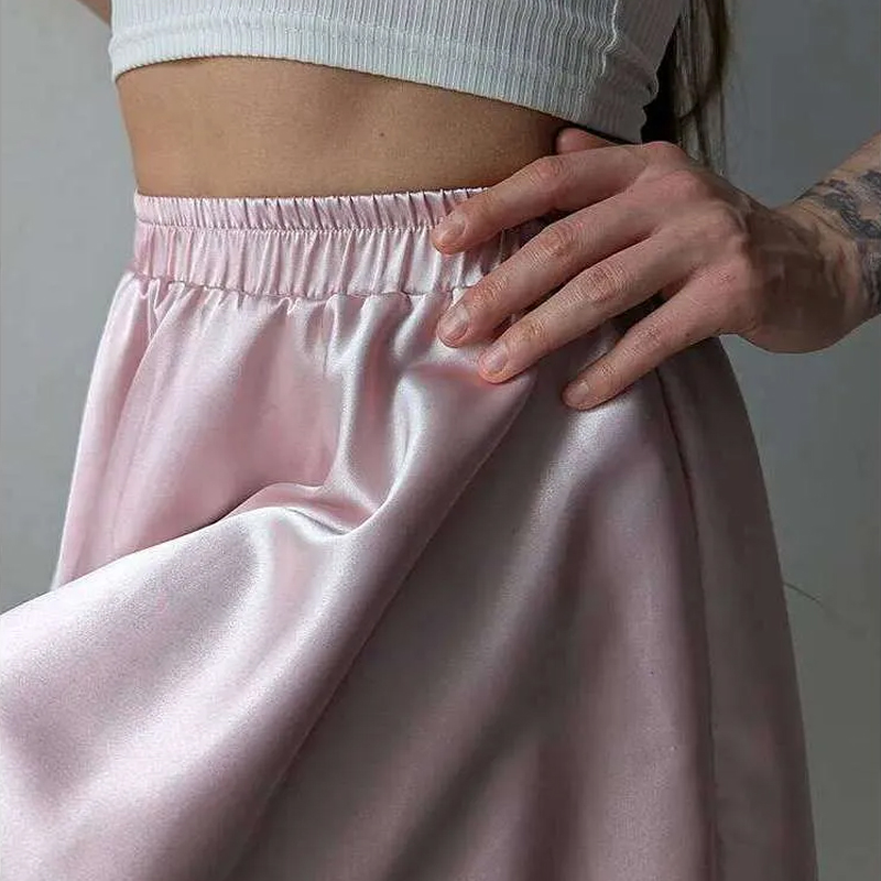 Short Balloon For Shiny Elegant A Line Satin Skirts Female Mini Skirt Women Silk