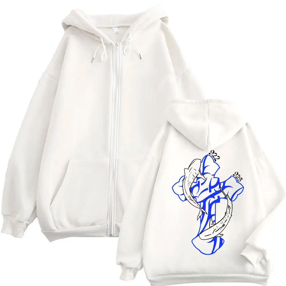 Zipper Hoodie Fashion Hip Hop Retro Zipper Sweatshirt Casual Oversized Pullover