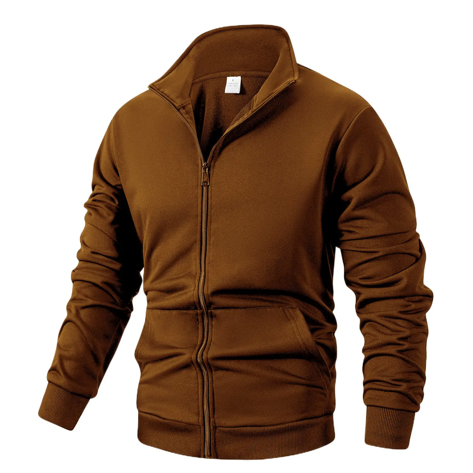 Men's Long Sleeve Zipper Jacket Solid Color Warm Sweatshirt Casual Sweatshirt Jacket