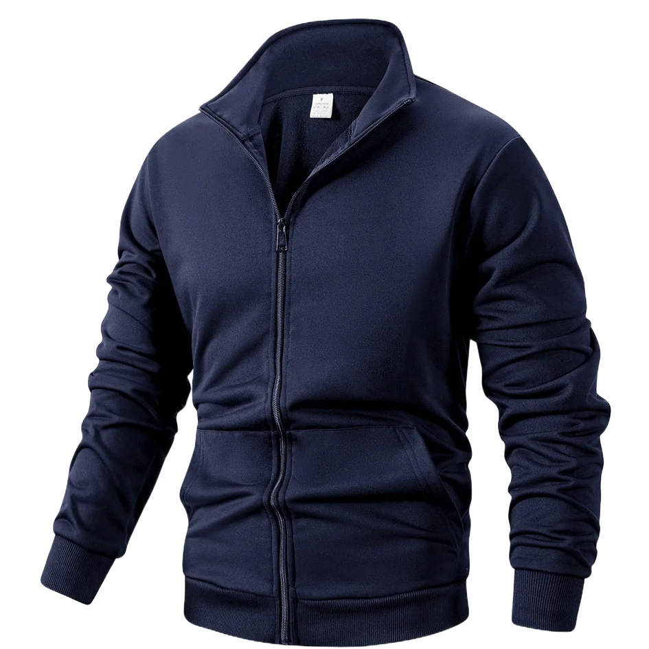 Men's Long Sleeve Zipper Jacket Solid Color Warm Sweatshirt Casual Sweatshirt Jacket